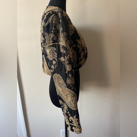 Joseph Ribkoff paisley overcoat, paisley print, top neck clasp, size 10 - Picture 6 of 7